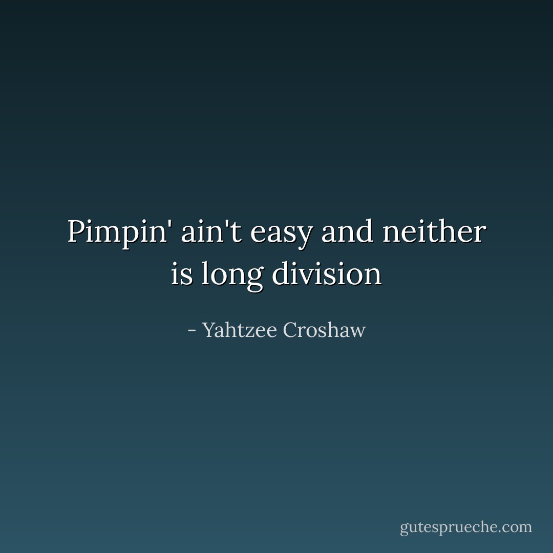 Pimpin' ain't easy and neither is long division - Yahtzee Croshaw