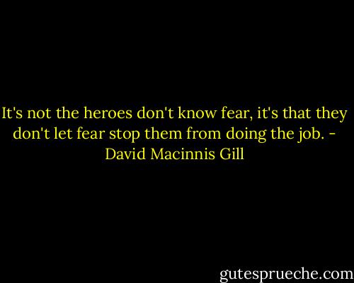 It's not the heroes don't know fear, it's that they don't let fear stop them from doing the job. - David Macinnis Gill