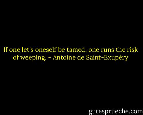 If one let's oneself be tamed, one runs the risk of weeping. - Antoine de Saint-Exupéry