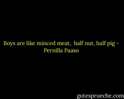 Boys are like minced meat, <br />half nut, half pig - Pernilla Paaso