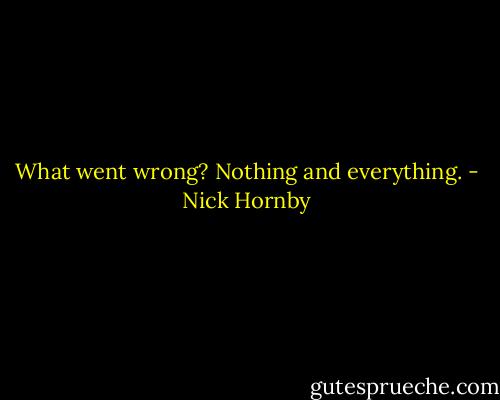 What went wrong? Nothing and everything. - Nick Hornby