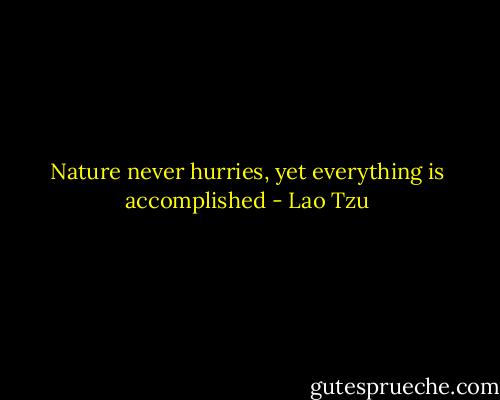 Nature never hurries, yet everything is accomplished - Lao Tzu