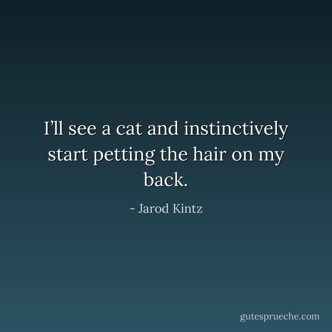 I’ll see a cat and instinctively start petting the hair on my back. - Jarod Kintz