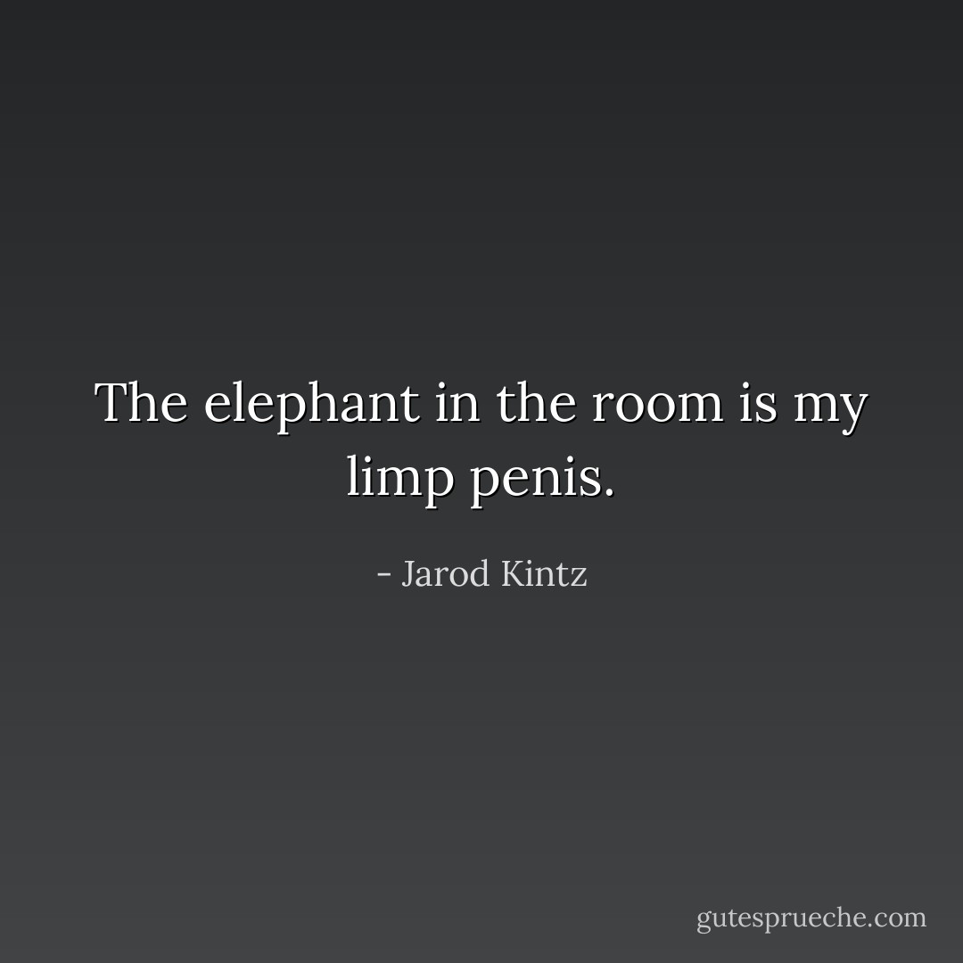 The elephant in the room is my limp penis. - Jarod Kintz