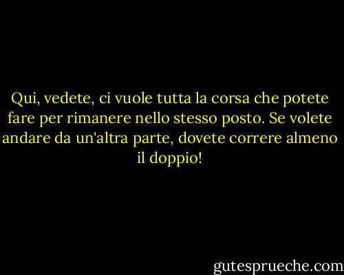 Qui, vedete, ci vuole tutta la corsa che potete fare per rimanere nello stesso posto. Se volete andare da un'altra parte, dovete correre almeno il doppio! - Lewis Carroll