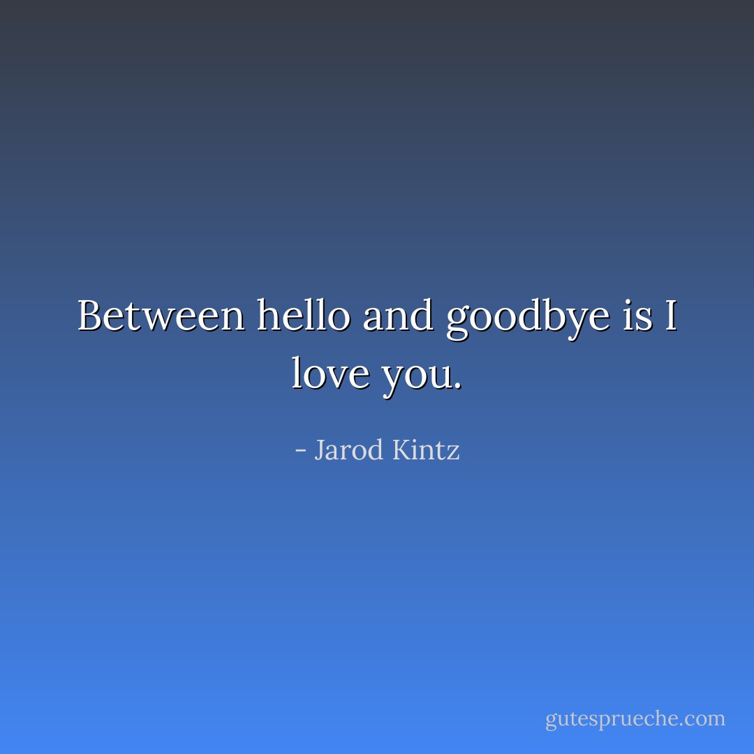 Between hello and goodbye is I love you. - Jarod Kintz