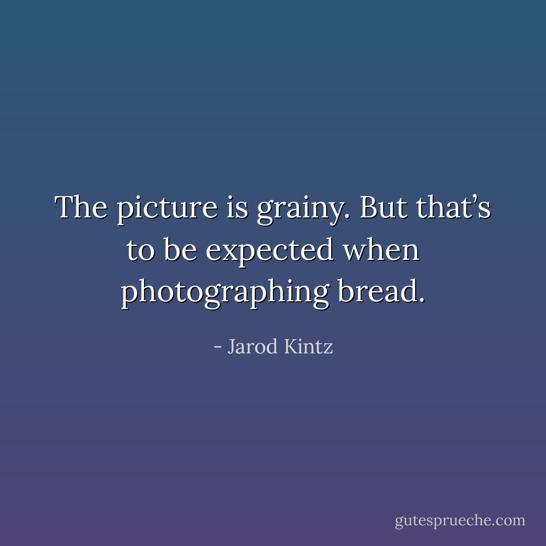 The picture is grainy. But that’s to be expected when photographing bread. - Jarod Kintz