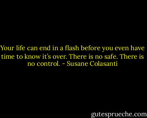 Your life can end in a flash before you even have time to know it’s over.<br />There is no safe. There is no control. - Susane Colasanti