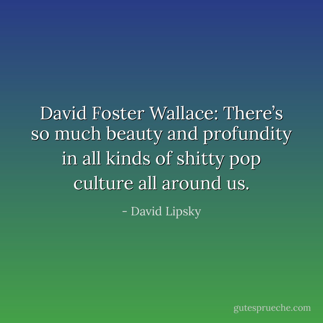 David Foster Wallace: There’s so much beauty and profundity in all kinds of shitty pop culture all around us. - David Lipsky