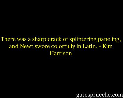 There was a sharp crack of splintering paneling, and Newt swore colorfully in Latin. - Kim Harrison