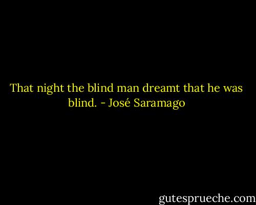 That night the blind man dreamt that he was blind. - José Saramago