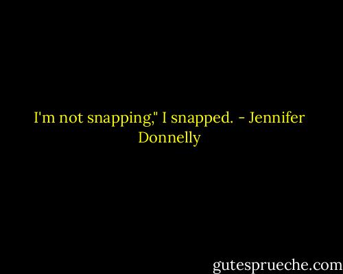 I'm not snapping," I snapped. - Jennifer Donnelly