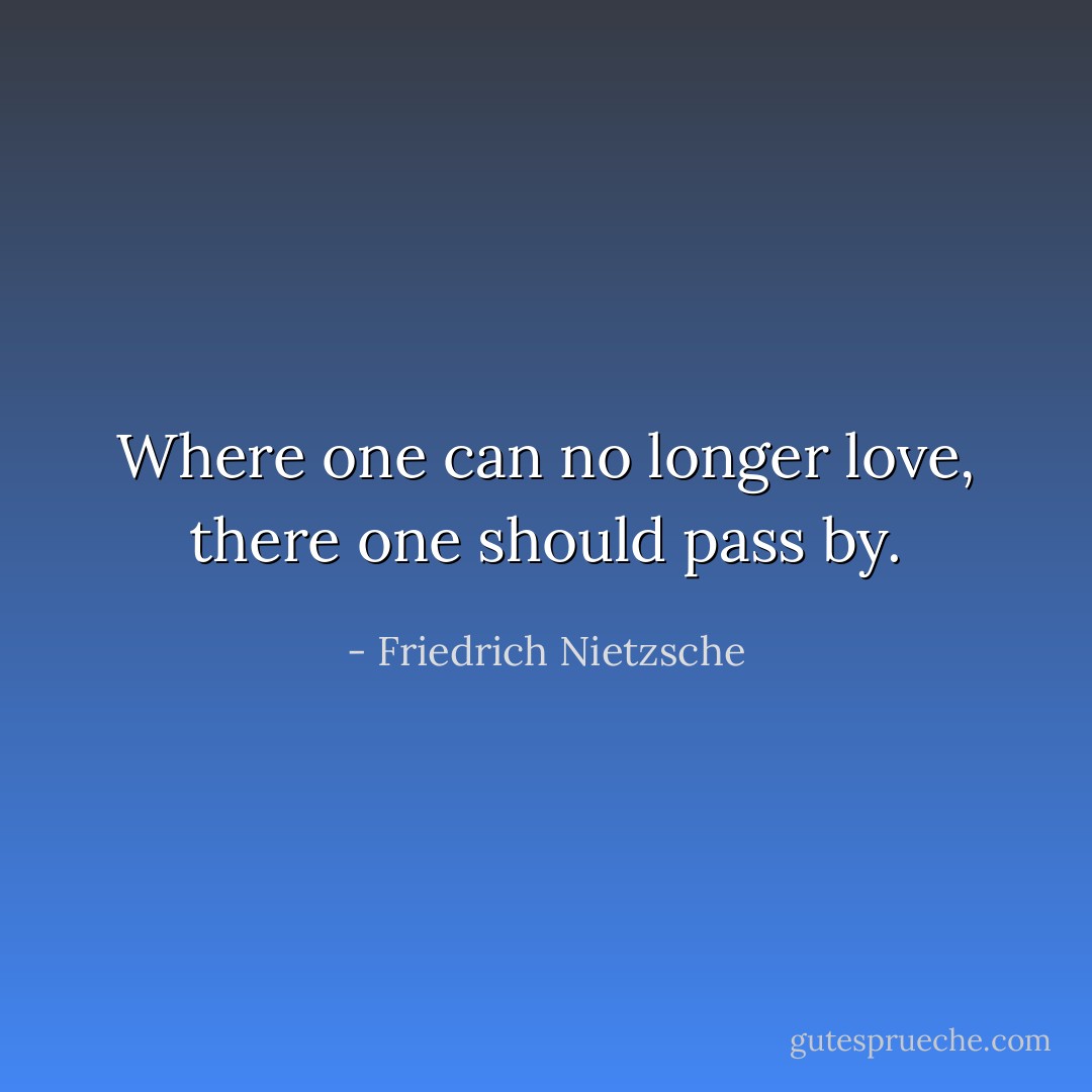 Where one can no longer love, there one should pass by. - Friedrich Nietzsche