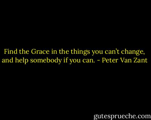 Find the Grace in the things you can’t change, and help somebody if you can. - Peter Van Zant