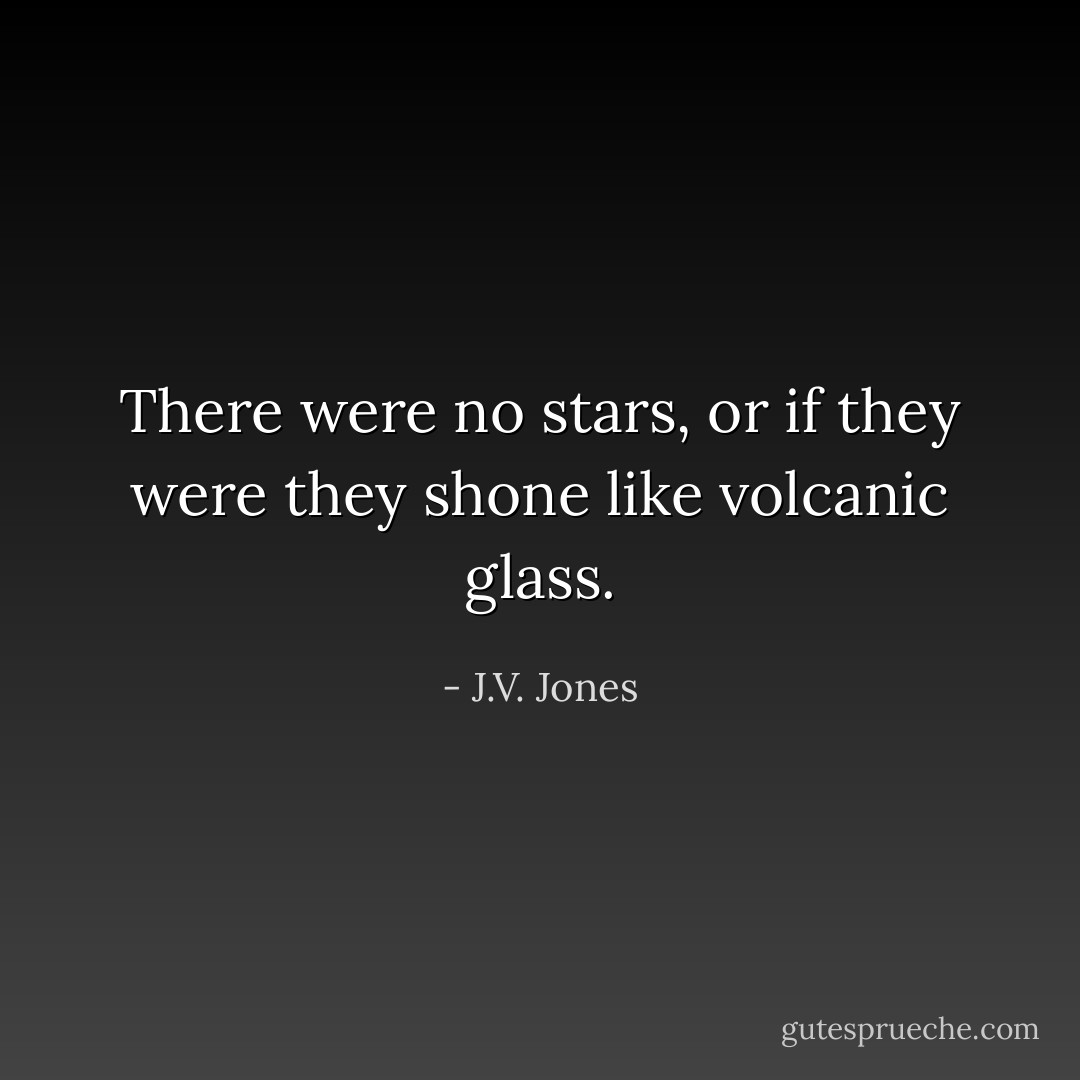 There were no stars, or if they were they shone like volcanic glass. - J.V. Jones