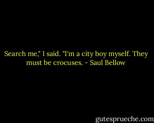 Search me," I said. "I'm a city boy myself. They must be crocuses. - Saul Bellow
