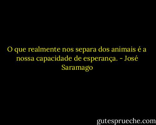 O que realmente nos separa dos animais é a nossa capacidade de esperança. - José Saramago