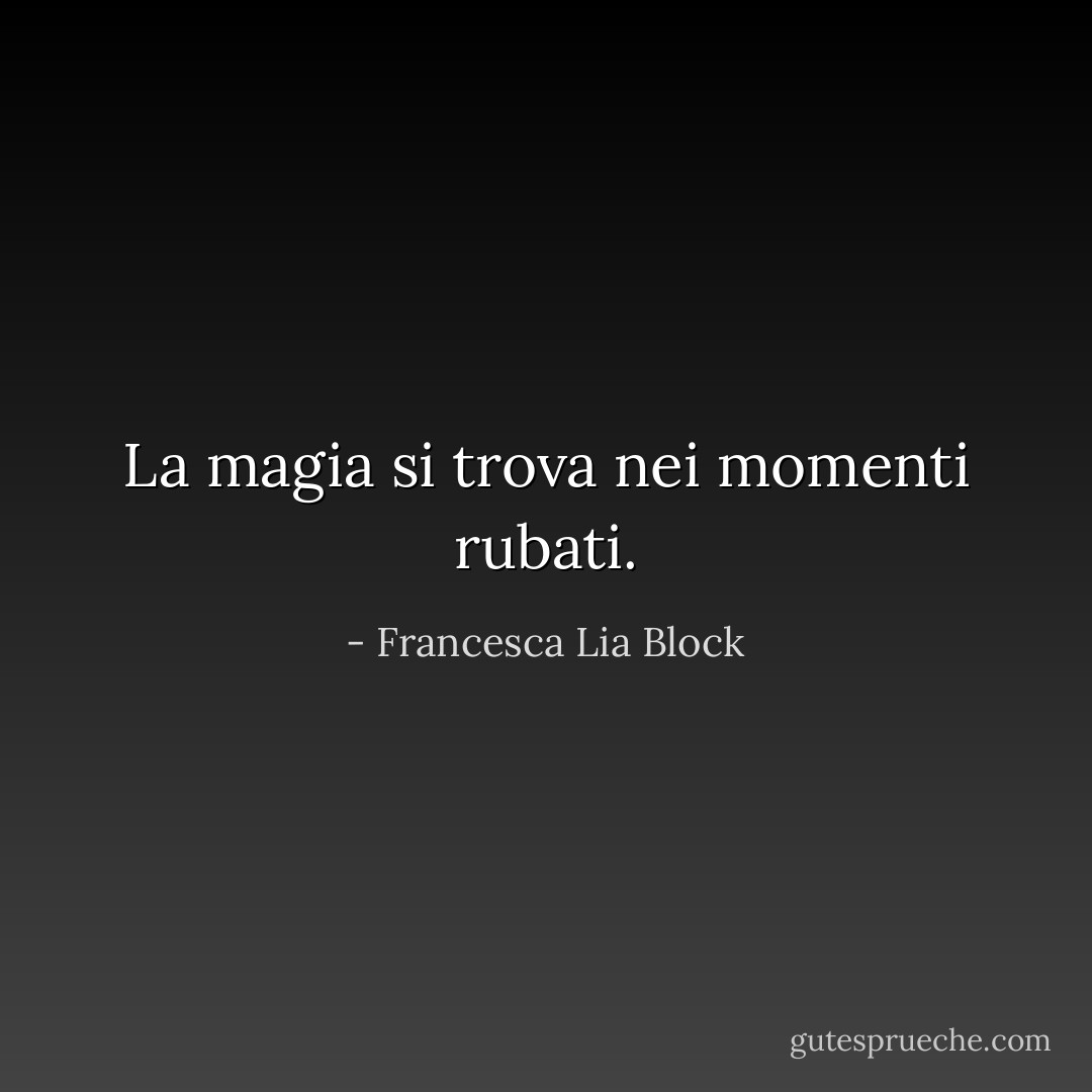 La magia si trova nei momenti rubati. - Francesca Lia Block