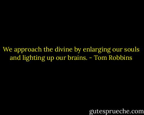 We approach the divine by enlarging our souls and lighting up our brains. - Tom Robbins