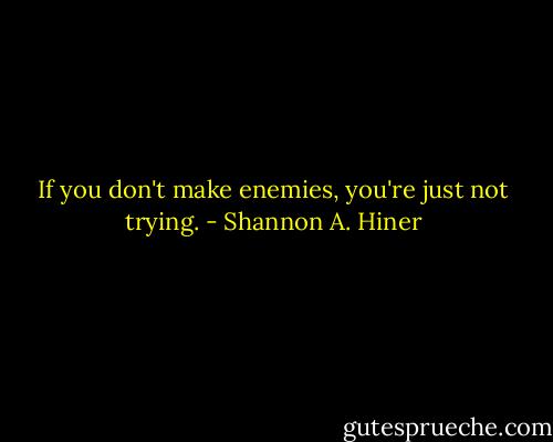 If you don't make enemies, you're just not trying. - Shannon A. Hiner