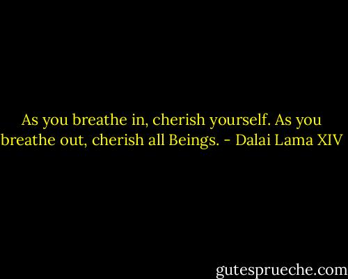 As you breathe in, cherish yourself.<br />As you breathe out, cherish all Beings. - Dalai Lama XIV