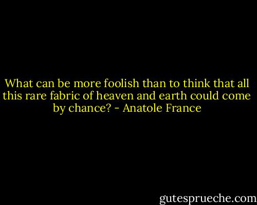 What can be more foolish than to think that all this rare fabric of heaven and earth could come by chance? - Anatole France
