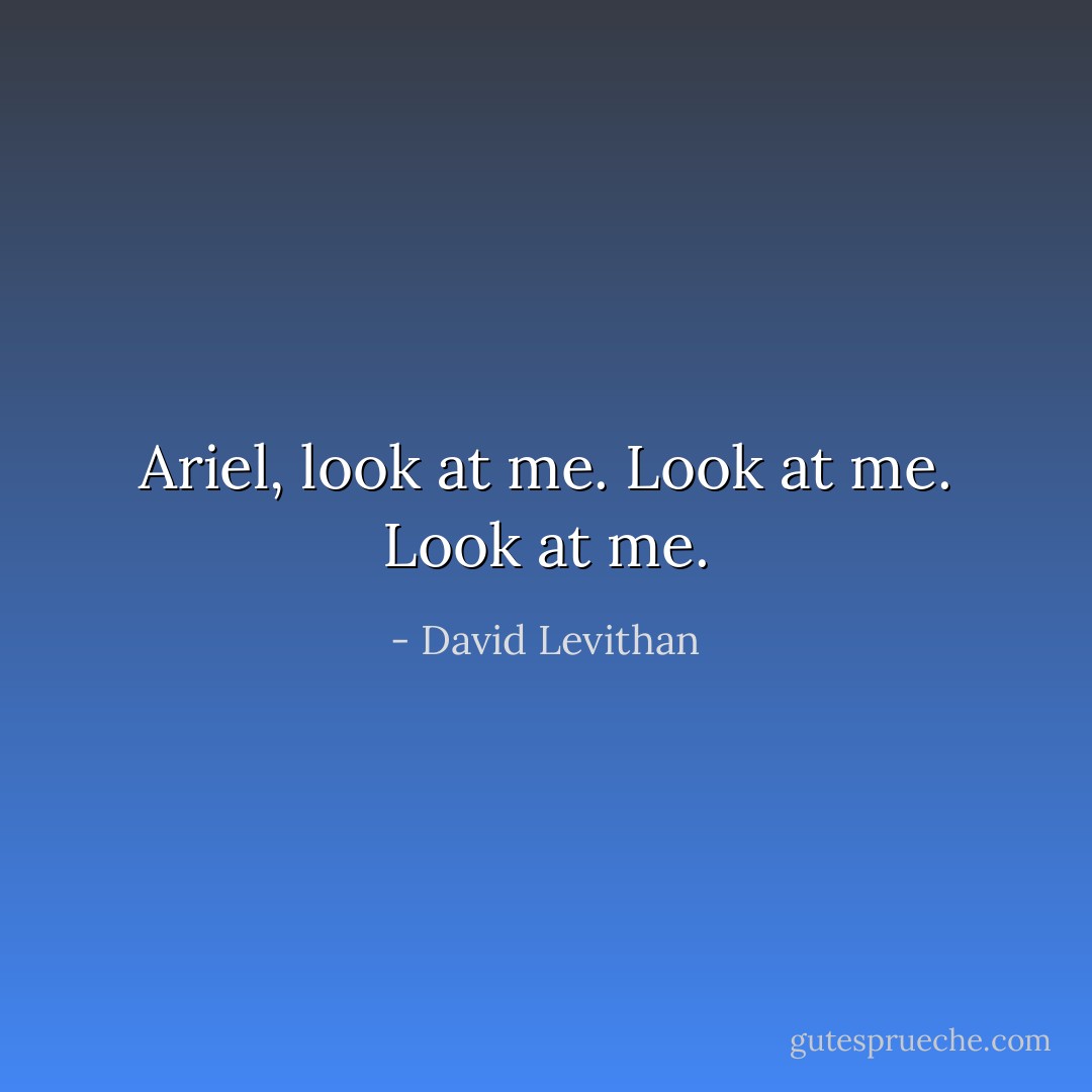 Ariel, look at me.<br />Look at me.<br />Look at me. - David Levithan