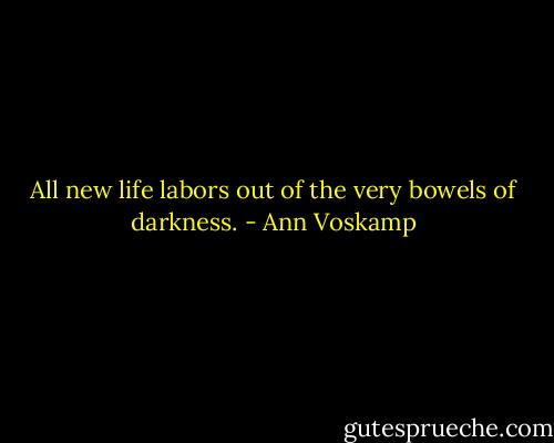All new life labors out of the very bowels of darkness. - Ann Voskamp