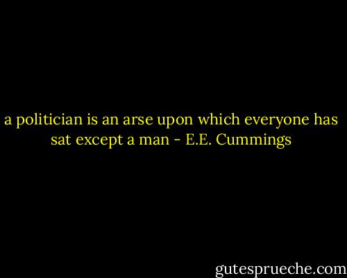 a politician is an arse upon<br />which everyone has sat except a man - E.E. Cummings