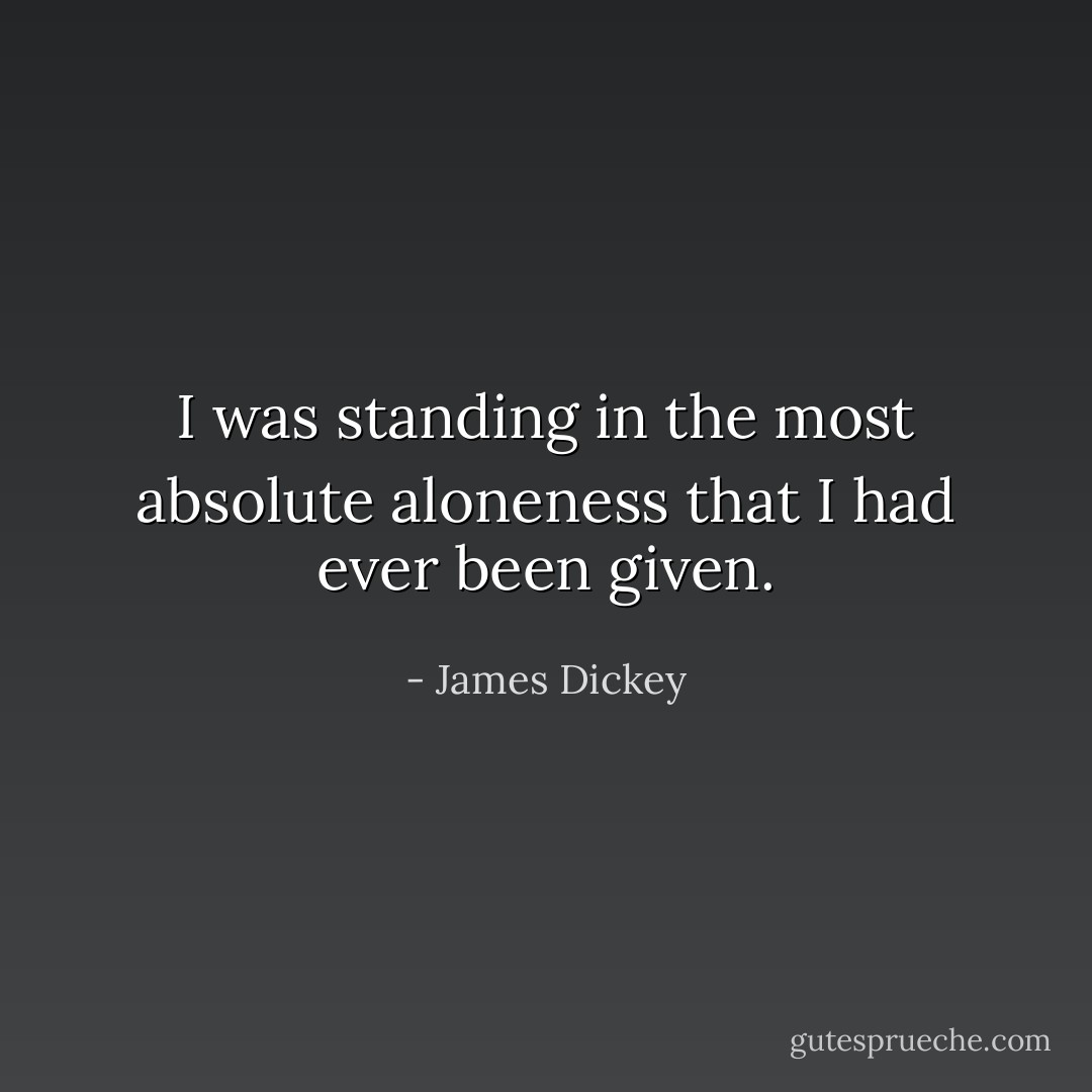I was standing in the most absolute aloneness that I had ever been given. - James Dickey