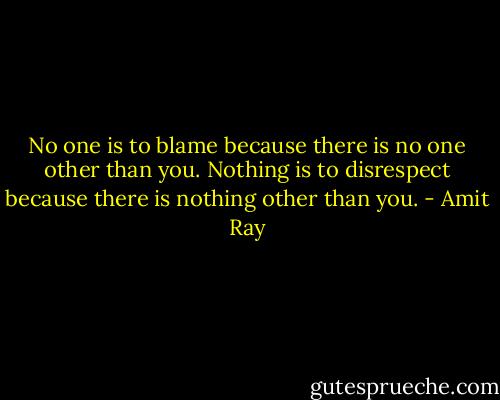 No one is to blame because there is no one other than you. Nothing is to disrespect because there is nothing other than you. - Amit Ray