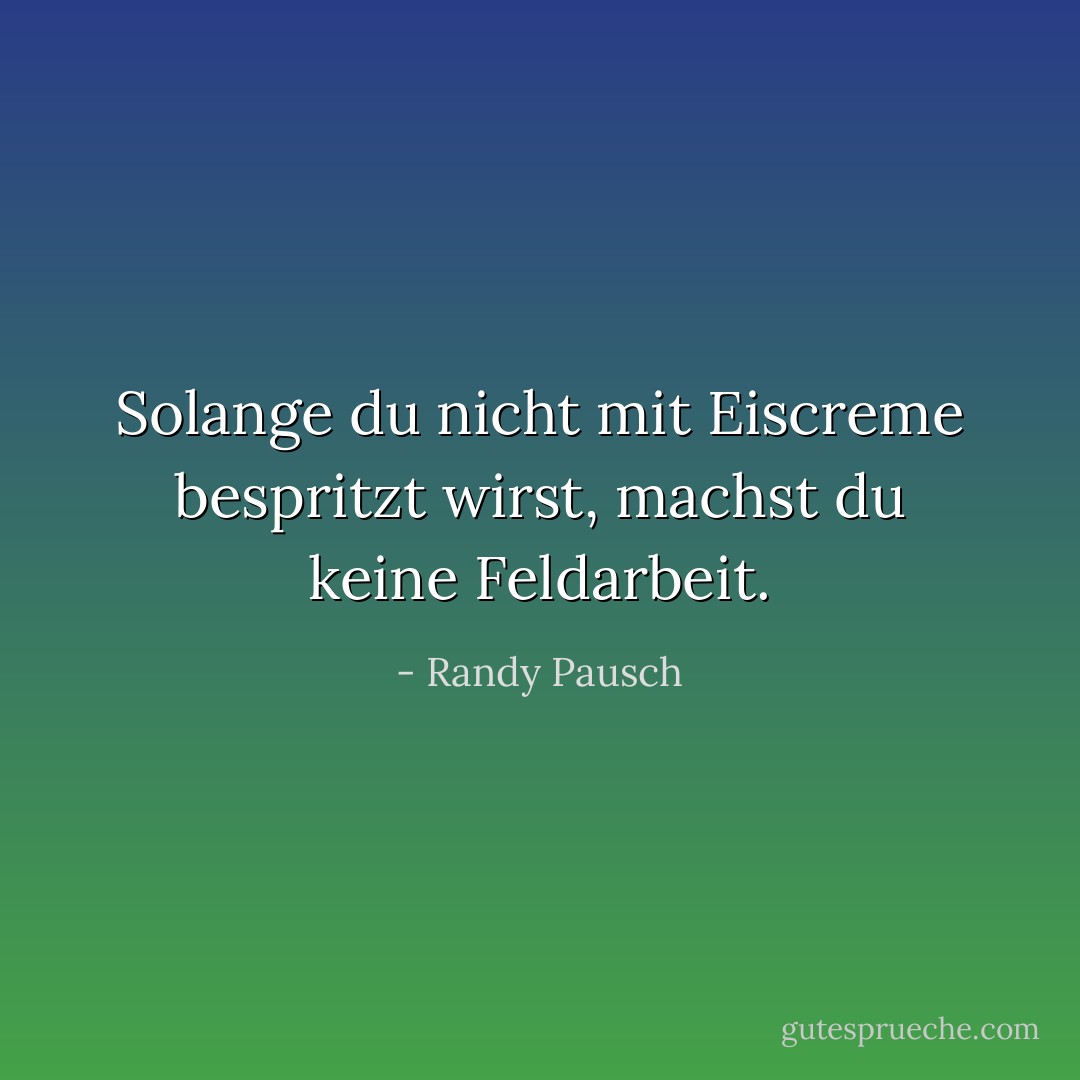 Solange du nicht mit Eiscreme bespritzt wirst, machst du keine Feldarbeit. - Randy Pausch<