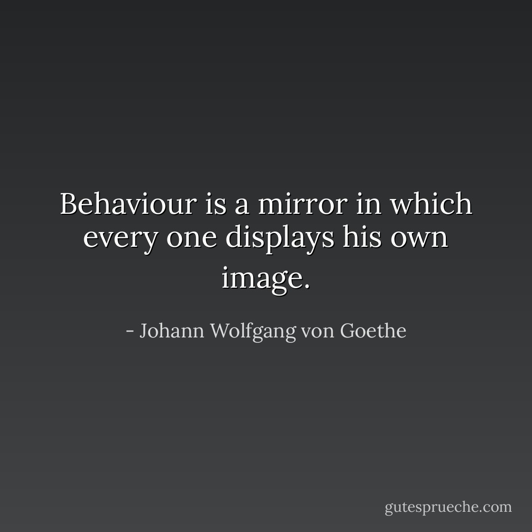 Behaviour is a mirror in which every one displays his own image. - Johann Wolfgang von Goethe