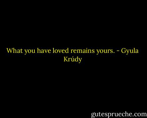 What you have loved remains yours. - Gyula Krúdy