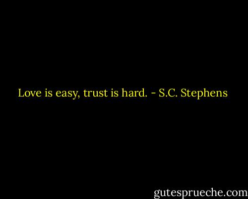 Love is easy, trust is hard. - S.C. Stephens