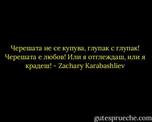 Черешата не се купува, глупак с глупак! Черешата е любов! Или я отглеждаш, или я крадеш! - Zachary Karabashliev