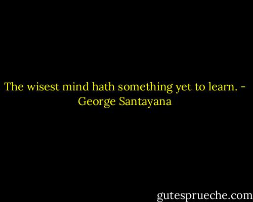 The wisest mind hath something yet to learn. - George Santayana