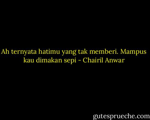 Ah ternyata hatimu yang tak memberi. Mampus kau dimakan sepi - Chairil Anwar