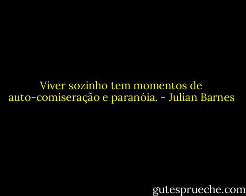 Viver sozinho tem momentos de auto-comiseração e paranóia. - Julian Barnes