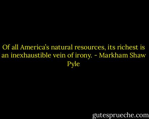 Of all America’s natural resources, its richest is an inexhaustible vein of irony. - Markham Shaw Pyle