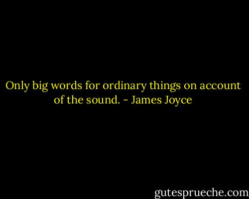 Only big words for ordinary things on account of the sound. - James Joyce