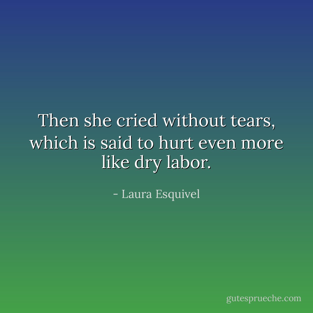 Then she cried without tears, which is said to hurt even more like dry labor. - Laura Esquivel