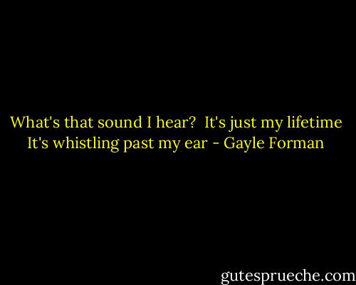 What's that sound I hear? <br />It's just my lifetime<br />It's whistling past my ear - Gayle Forman