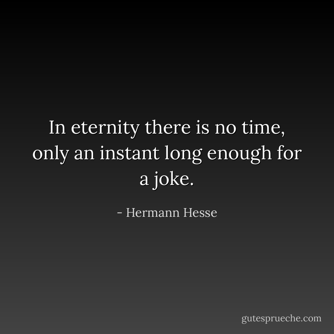 In eternity there is no time, only an instant long enough for a joke. - Hermann Hesse