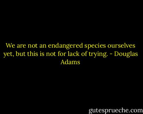 We are not an endangered species ourselves yet, but this is not for lack of trying. - Douglas Adams