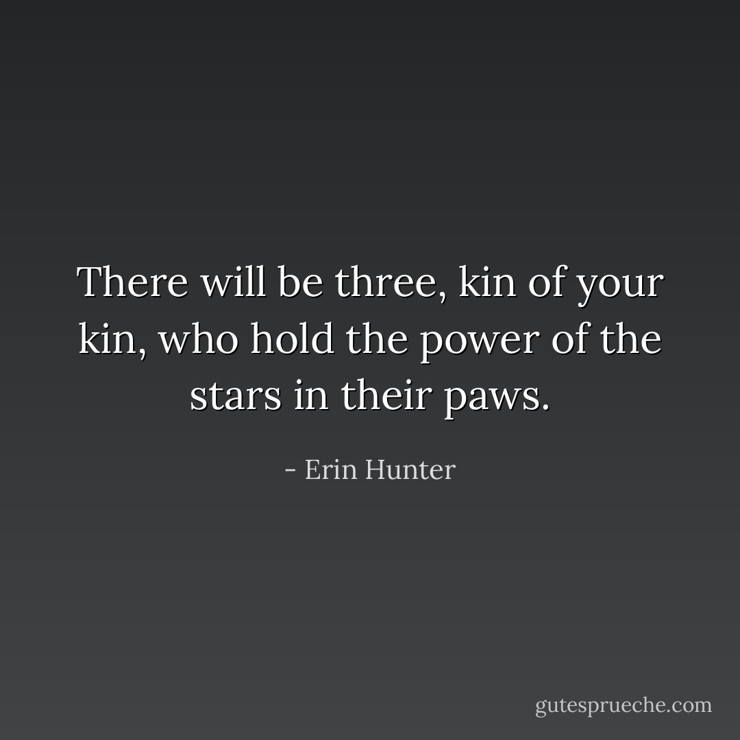 There will be three, kin of your kin, who hold the power of the stars in their paws. - Erin Hunter