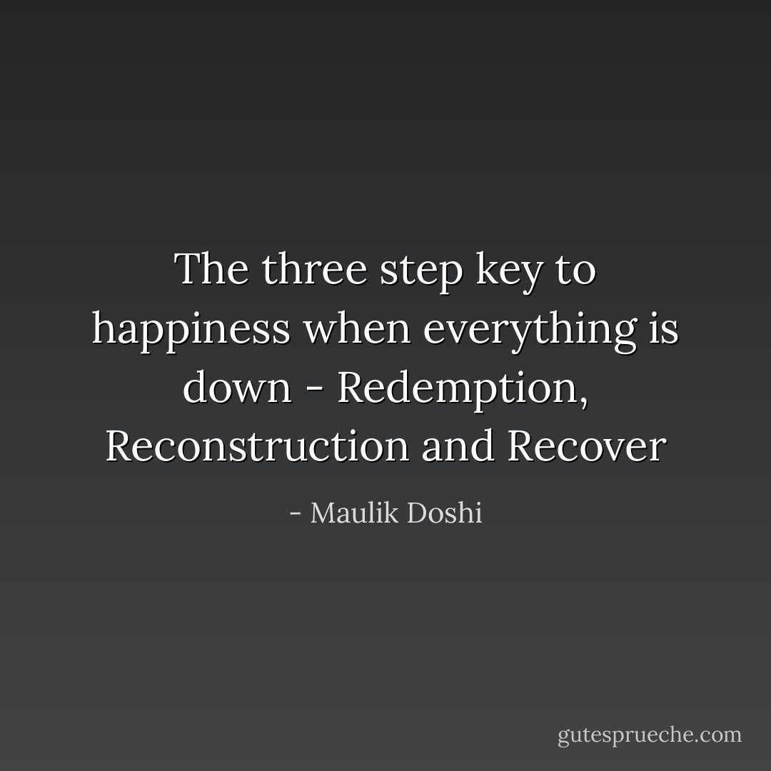 The three step key to happiness when everything is down - Redemption, Reconstruction and Recover - Maulik Doshi