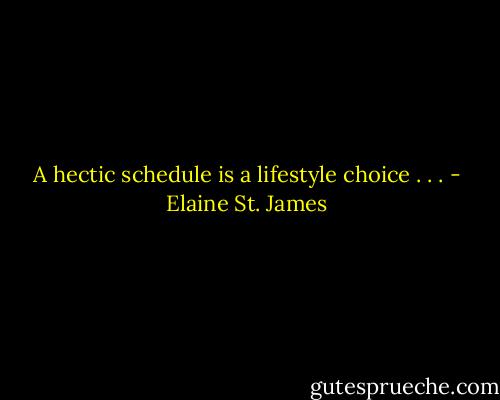 A hectic schedule is a lifestyle choice . . . - Elaine St. James