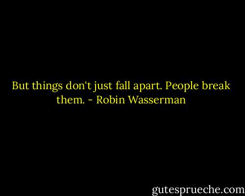 But things don't just fall apart. People break them. - Robin Wasserman