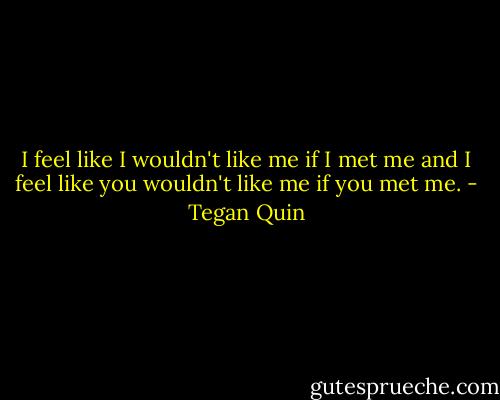 I feel like I wouldn't like me if I met me and I feel like you wouldn't like me if you met me. - Tegan Quin